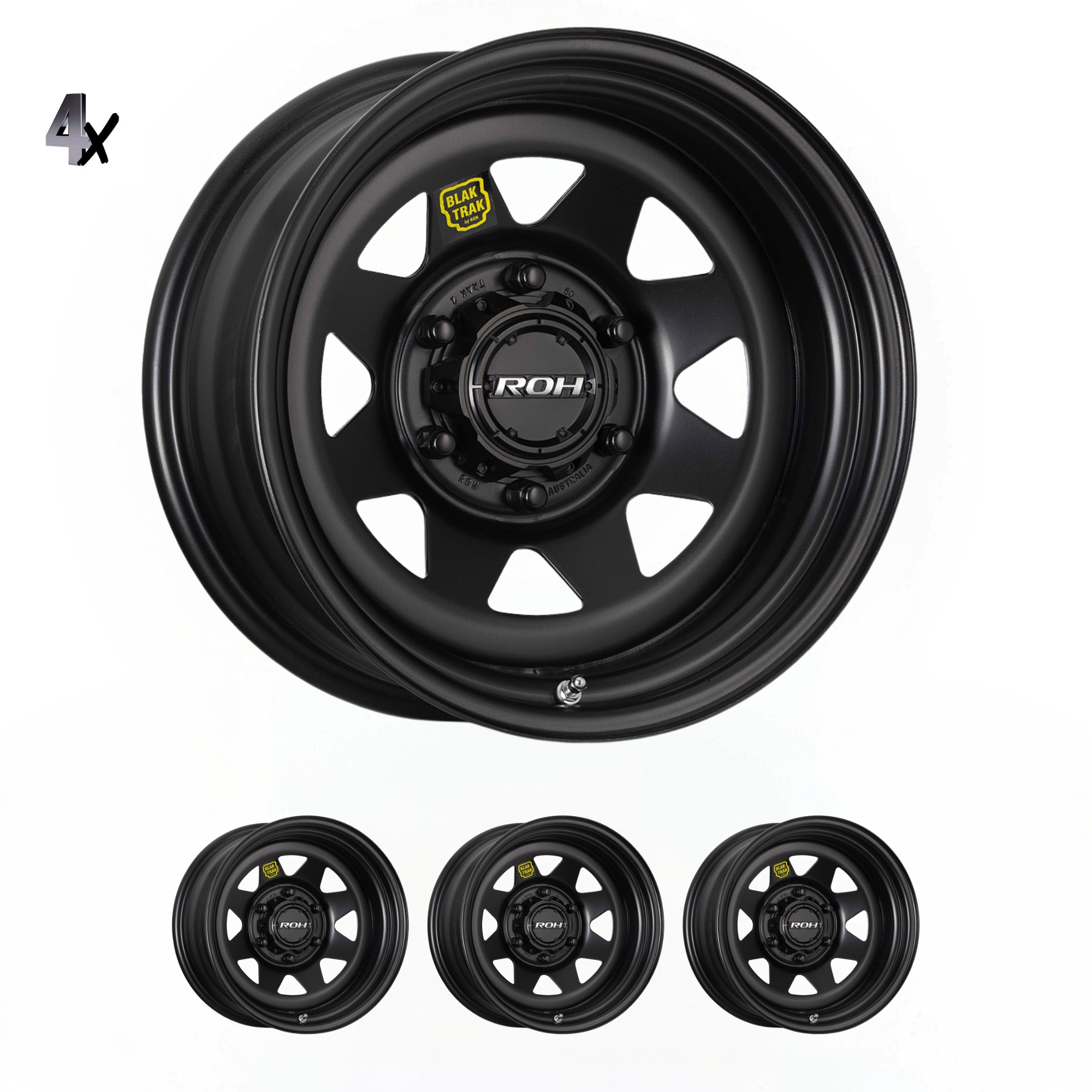 Prado 250 (17X8) 4x Blak Trak Steel wheels (6/139) +30