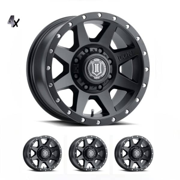 SILVERADO/SUBURBAN/SIERRA 2500HD (17×8.50) 4 x SATIN BLACK REBOUND HD 8×6.5 +13 OFFSET