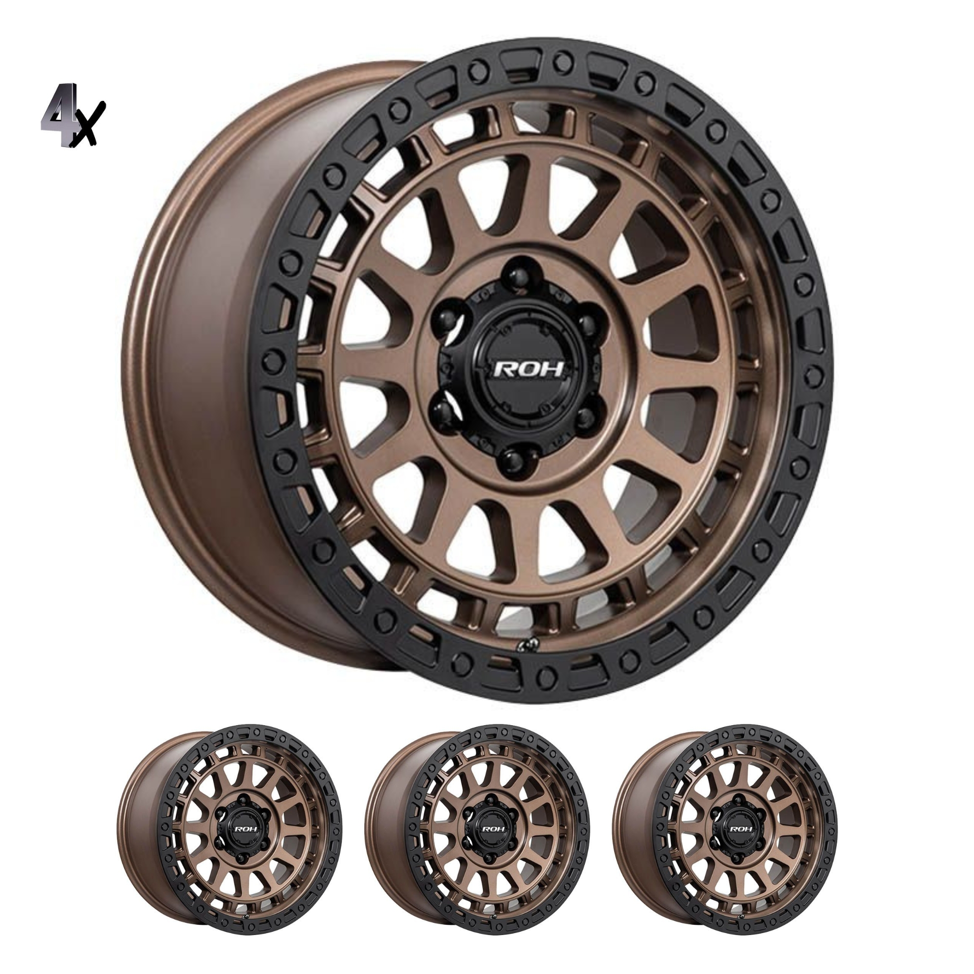Prado 250 (17X9) 4x MATT BLACK BRONZE ASSAULT WHEELS (6/139) +40 OFFSET