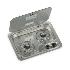 Square sink with glass lid, 420 x 370 mm