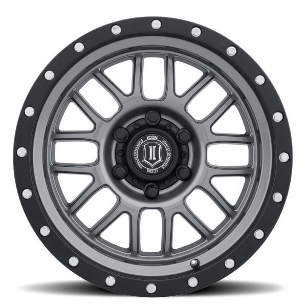 (17×8.50) 4x ALPHA GUNMETAL WITH BLACK RING 6×5.5″ (0 OFFSET)
